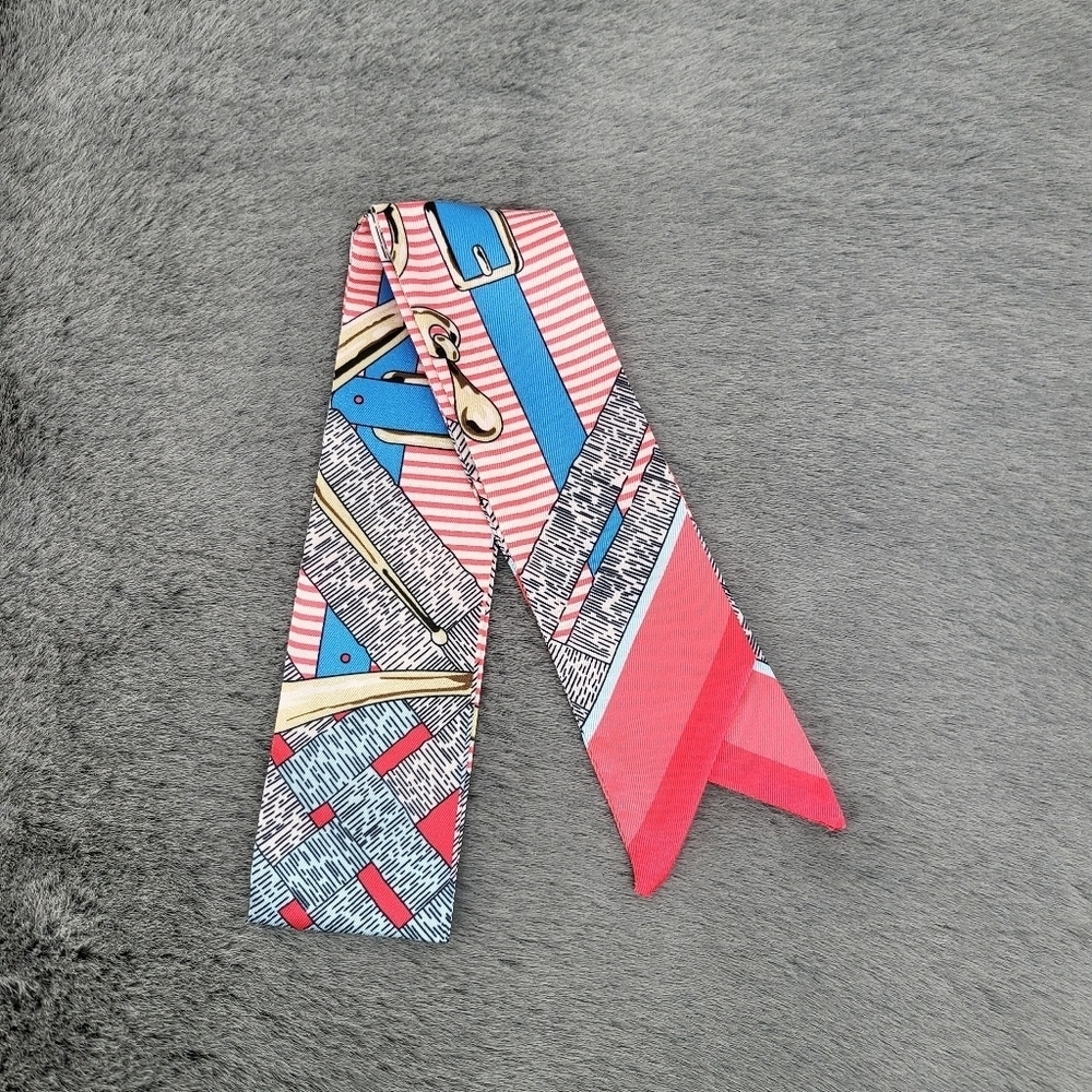 New Print Silk Skinny Scarf Twilly - Picture 5 of 5